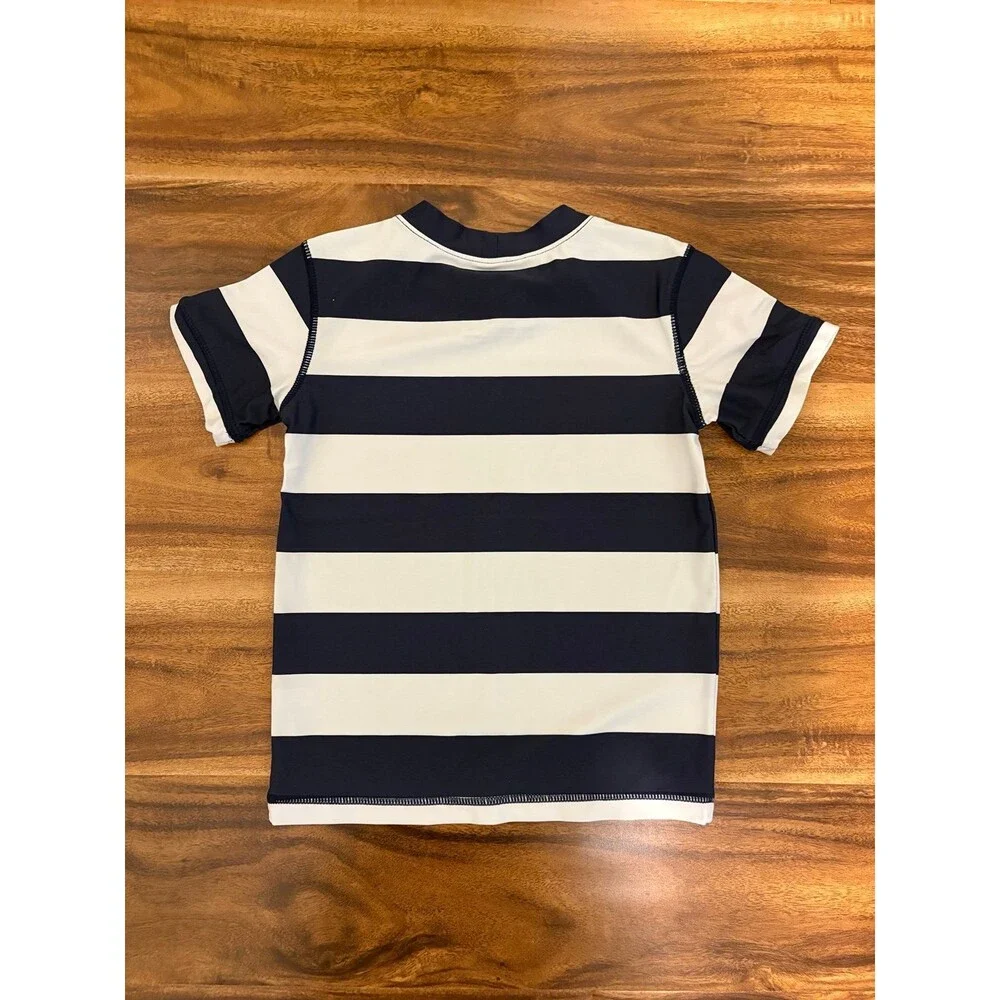Primary Short Sleeve Rash Guard, Navy/White, Size 2-3